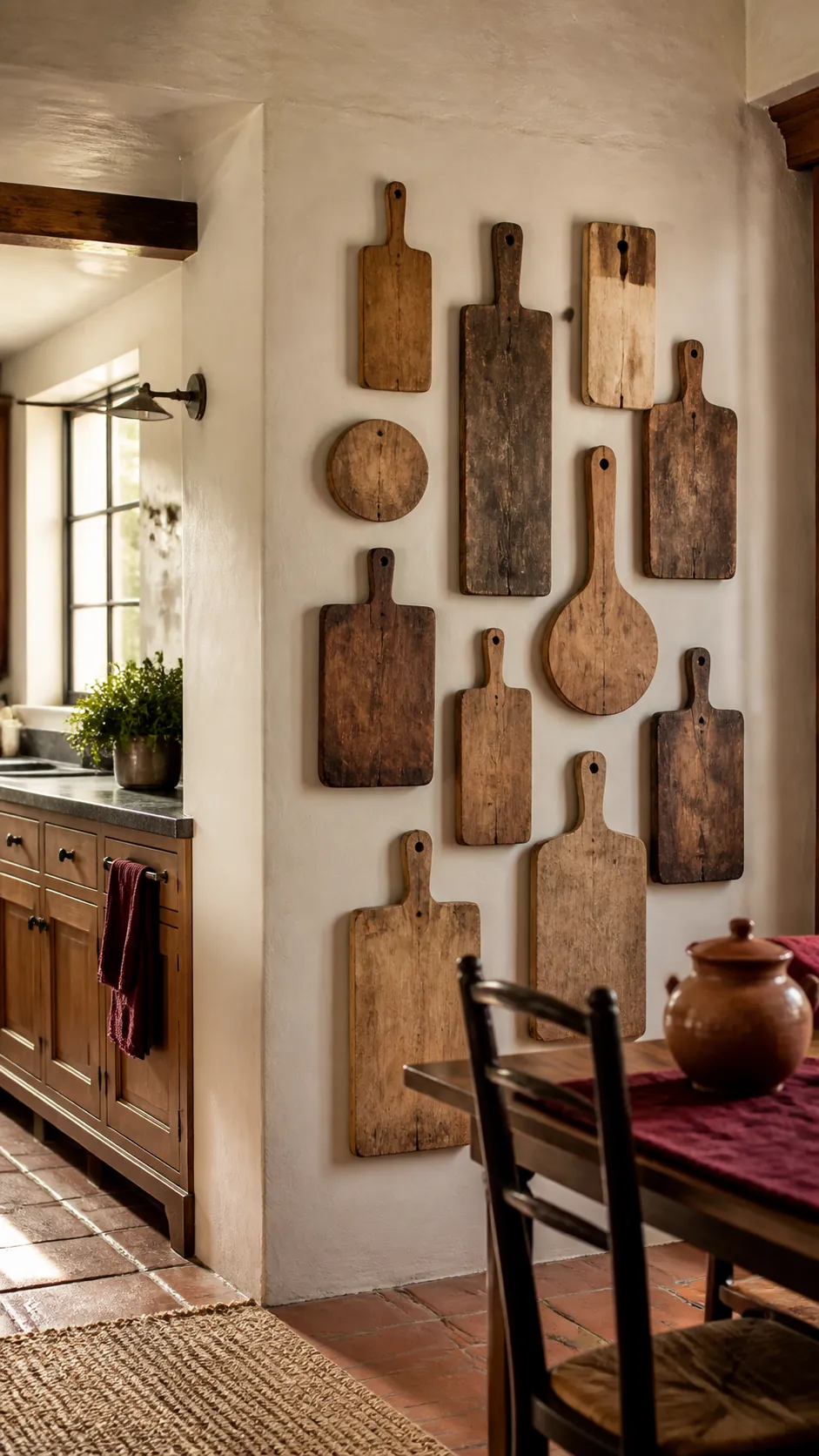 Weathered Breadboard Gallery styled as rustic kitchen wall decor