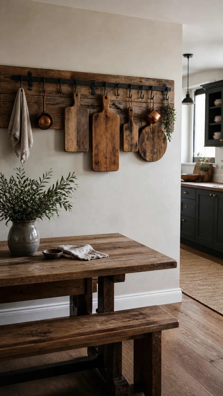 Rustic kitchen wall decor with reclaimed wood iron and copper