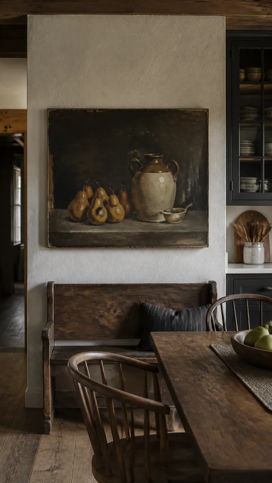 Primitive Still-Life Painting styled as rustic kitchen wall decor