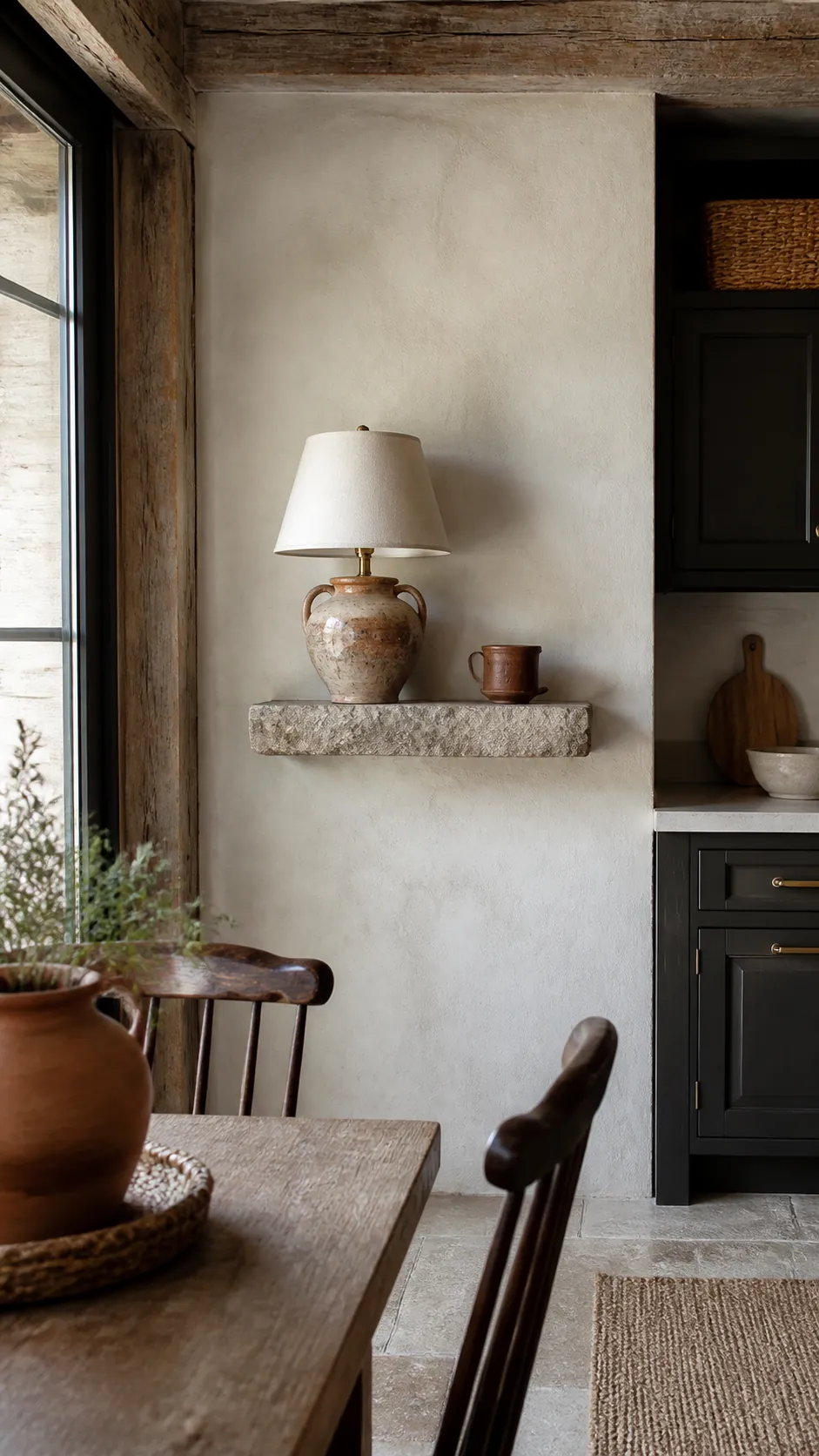 Stone Ledger Ledge styled as rustic kitchen wall decor