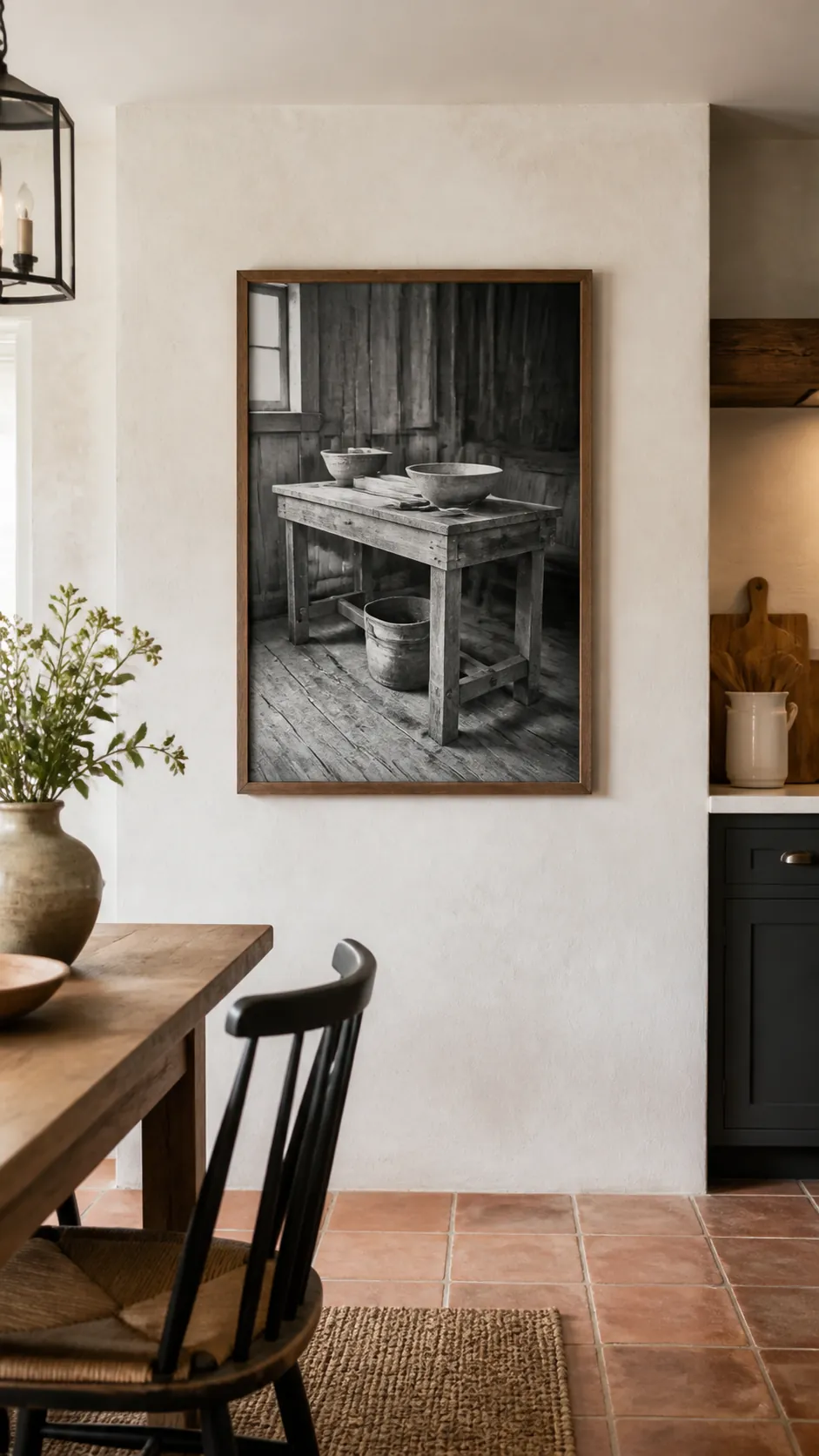 Vintage Farm Photograph styled as rustic kitchen wall decor
