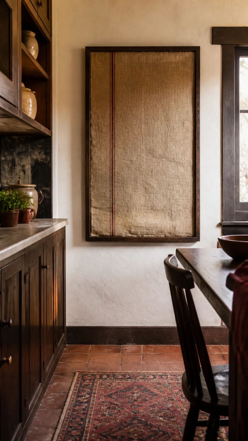 Canvas Market Sack Art styled as rustic kitchen wall decor