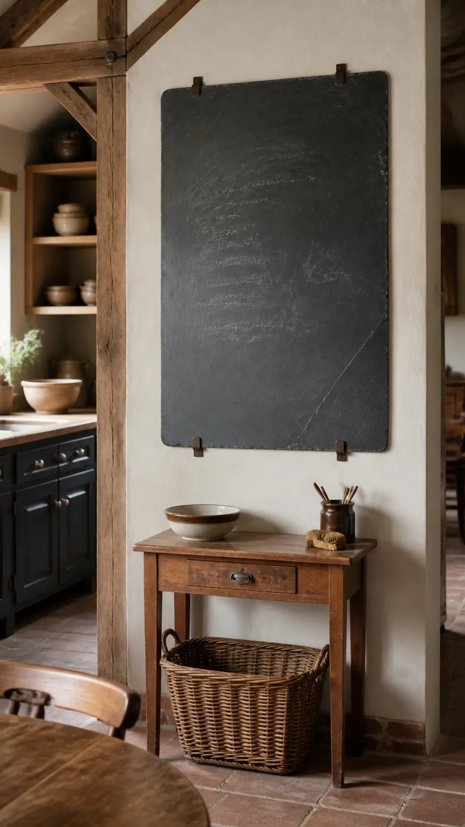 Slate Menu Panel styled as rustic kitchen wall decor