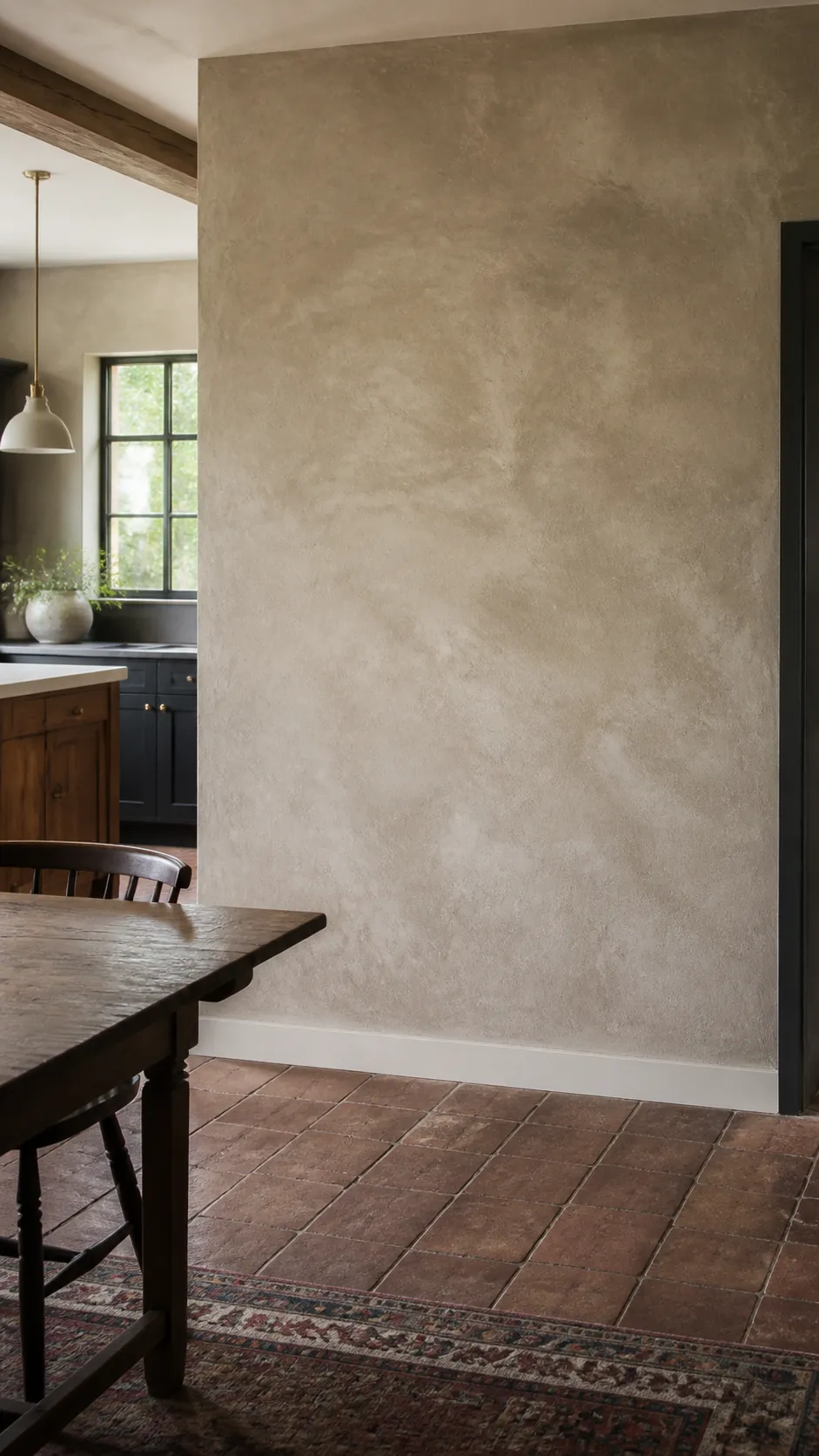 Quiet Clay-Plaster Wall styled as rustic kitchen wall decor