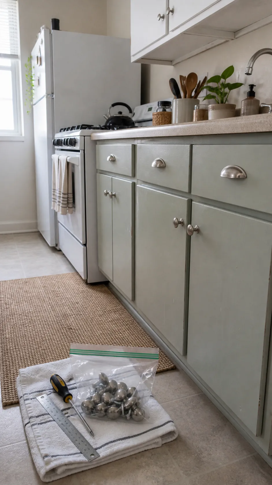 swap hardware and save the originals in a small apartment on a budget