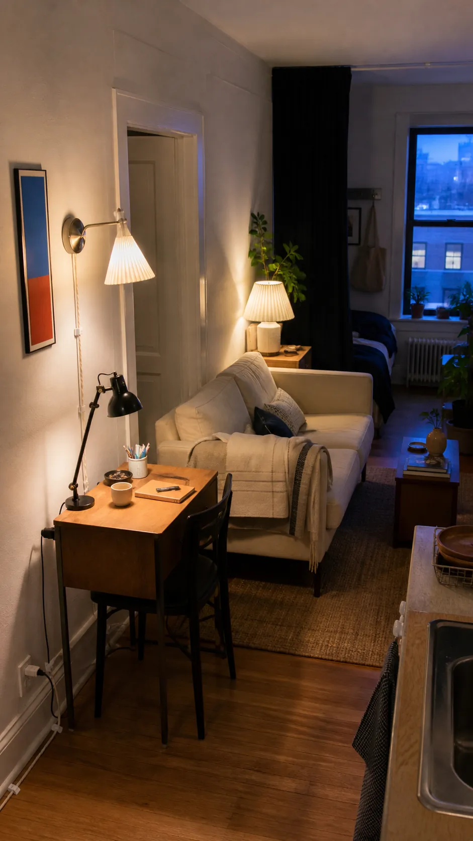 make a plug-in lighting layer in a small apartment on a budget