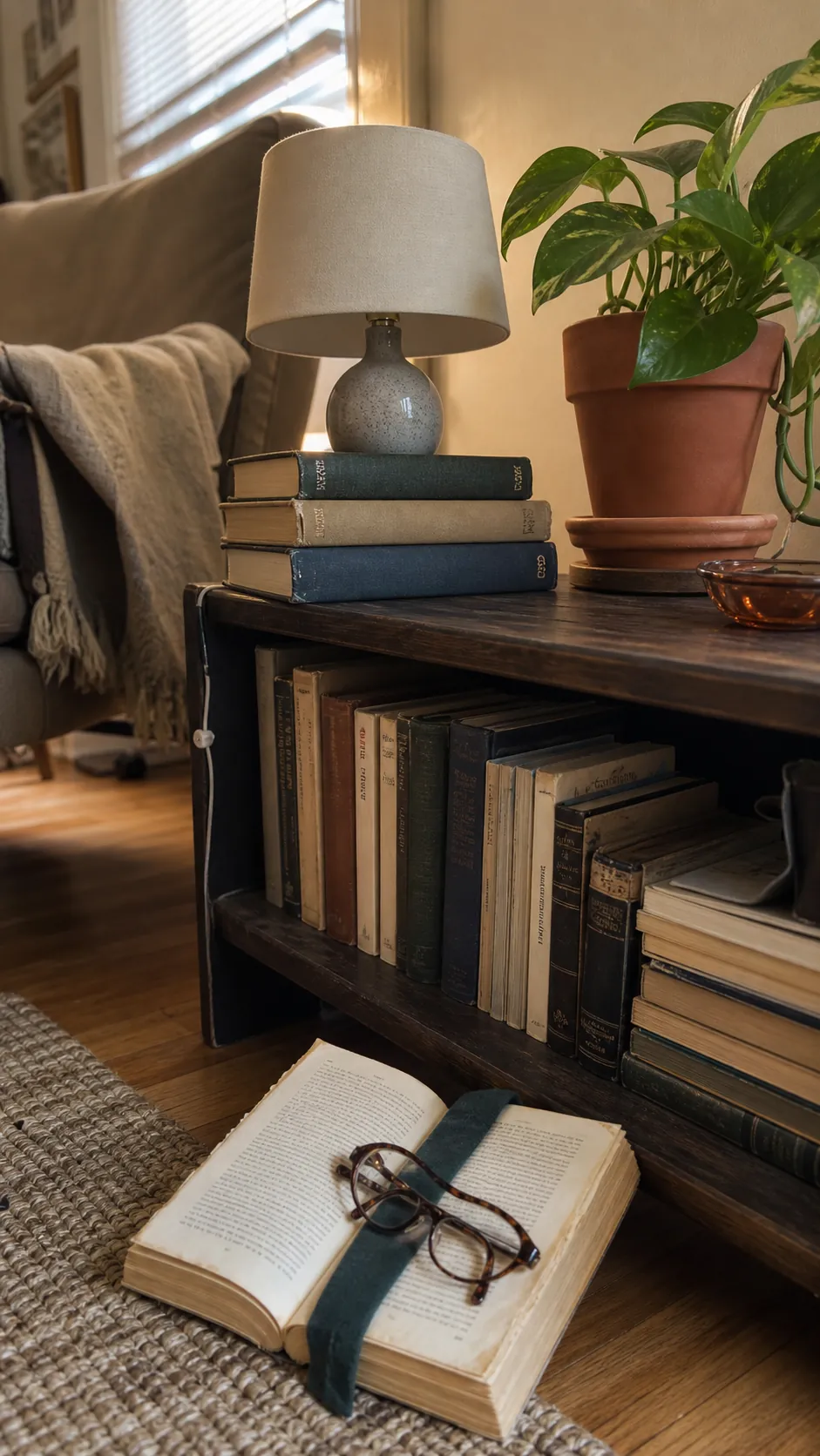 turn books into useful risers in a small apartment on a budget