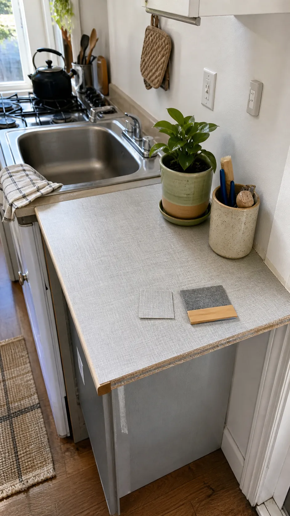 cover an eyesore with removable film in a small apartment on a budget