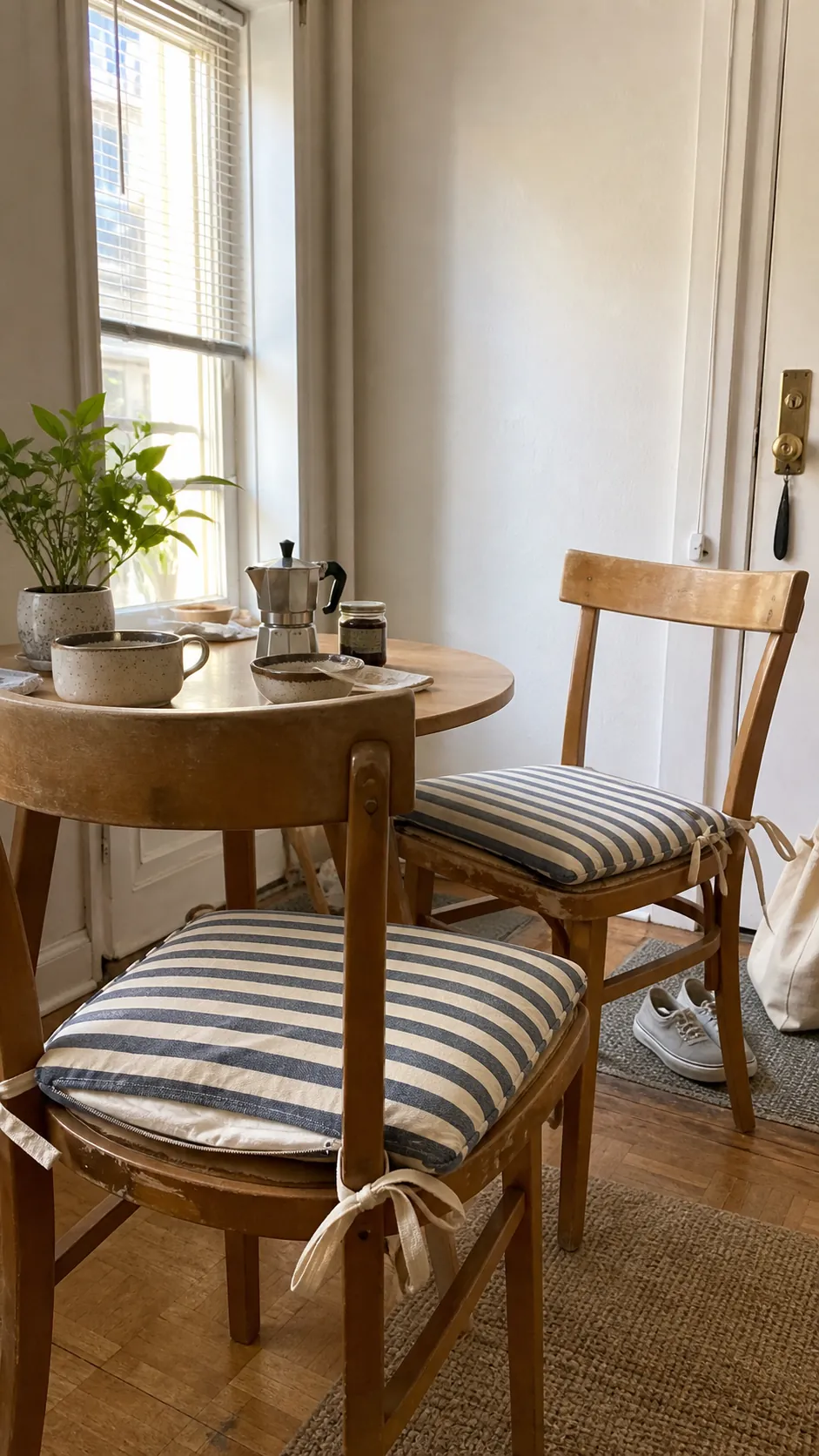 add washable fabric to hard furniture in a small apartment on a budget