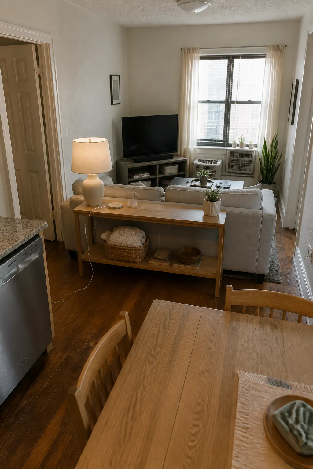 float one piece away from the wall for small apartment living room decorating