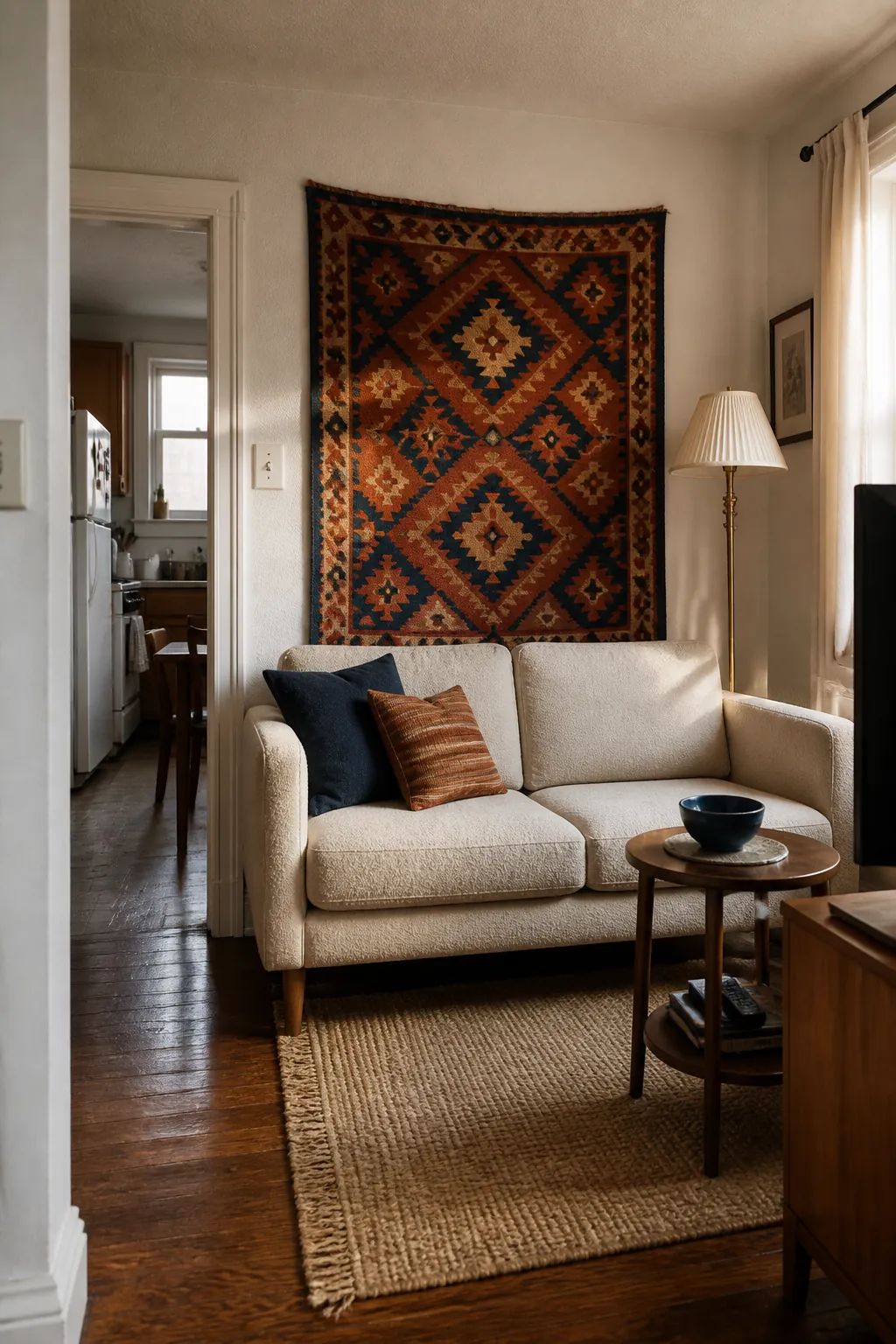 create one strong focal point for small apartment living room decorating