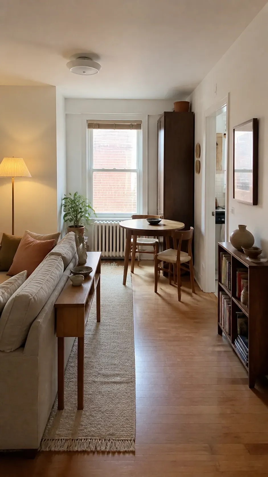 Warm and practical small apartment decor inspiration