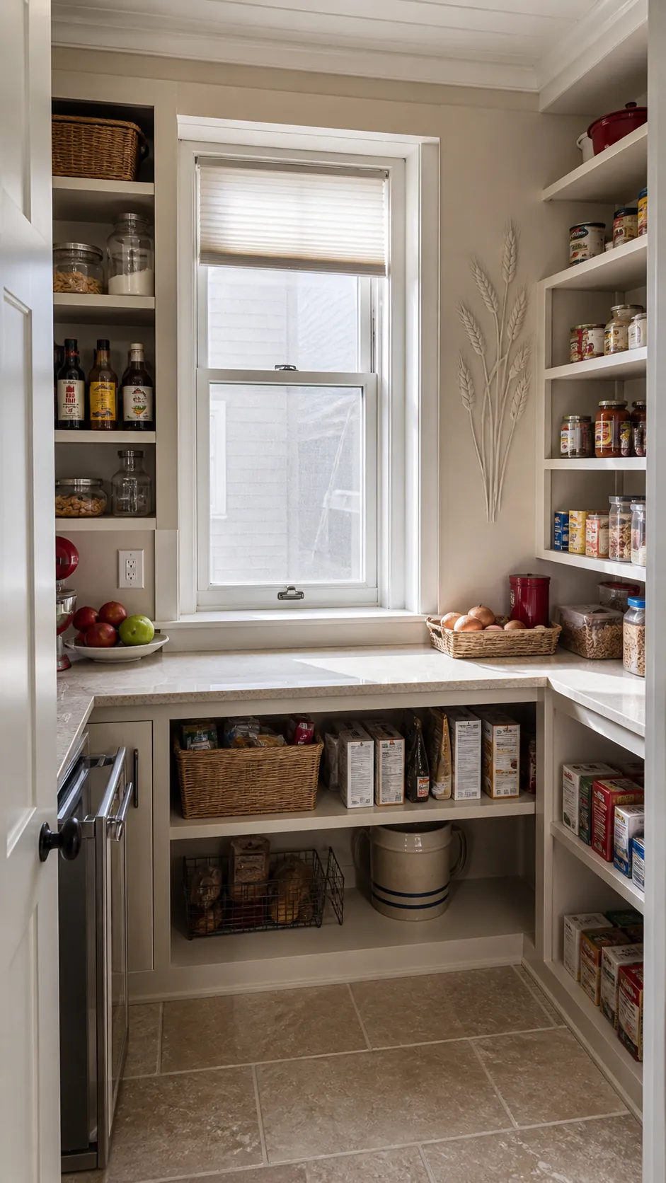 Walk in pantry layout with window showing measure the window before designing storage