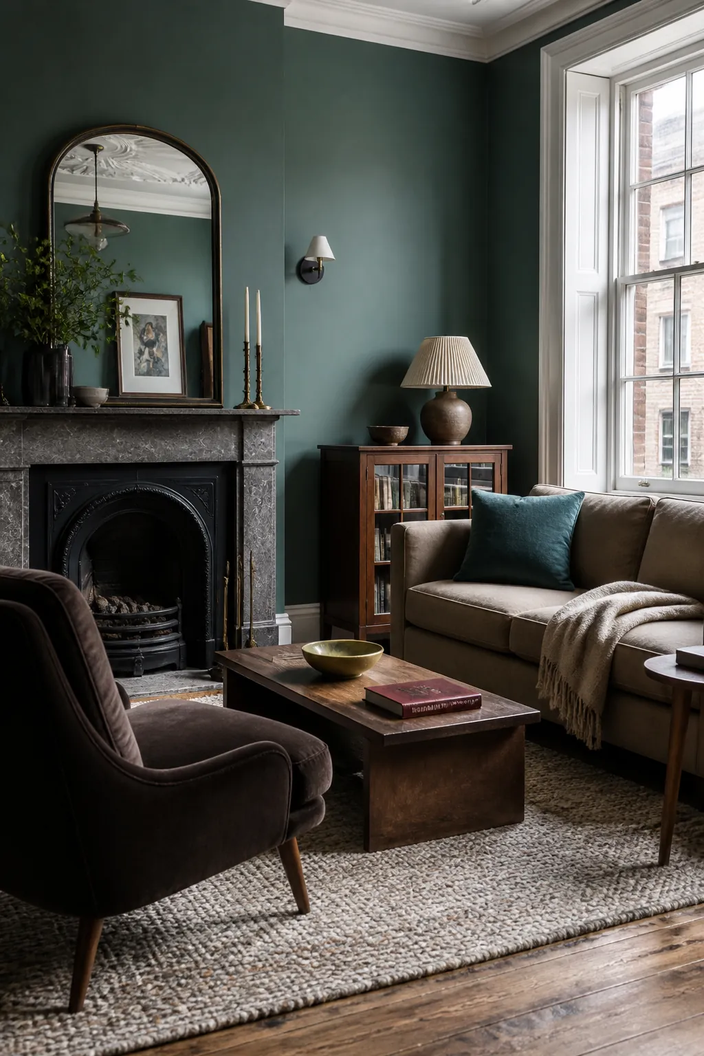 Trending living room colors shown across a sophisticated layered interior