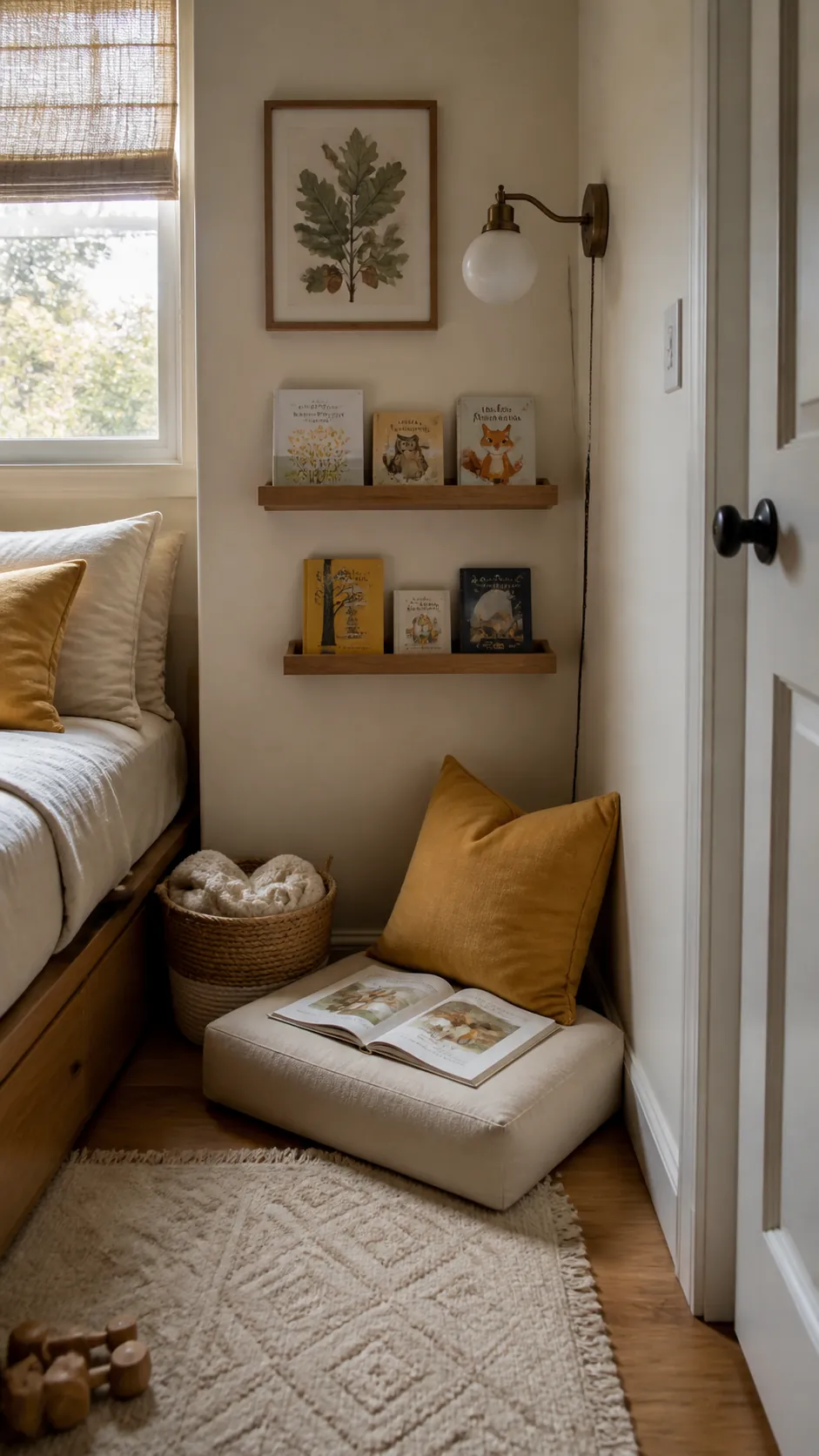 Make a Reading Corner From One Floor Cushion in a compact children room