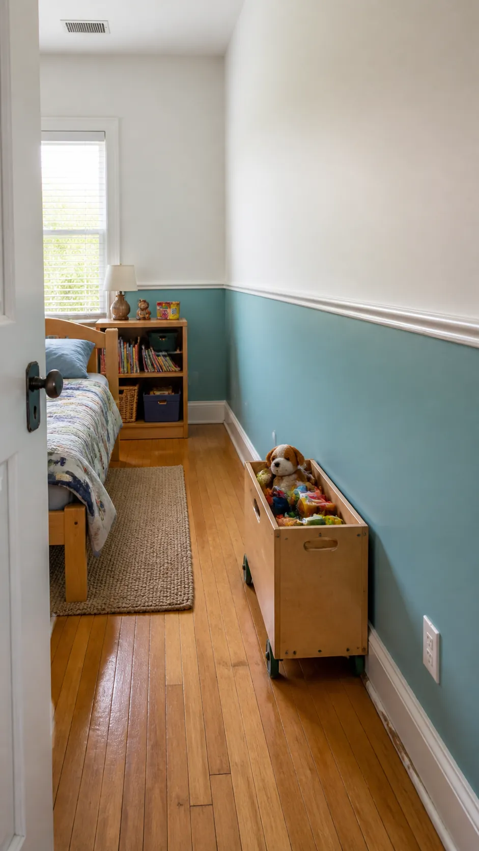 Paint a Half Wall to Lower the Visual Horizon in a compact children room