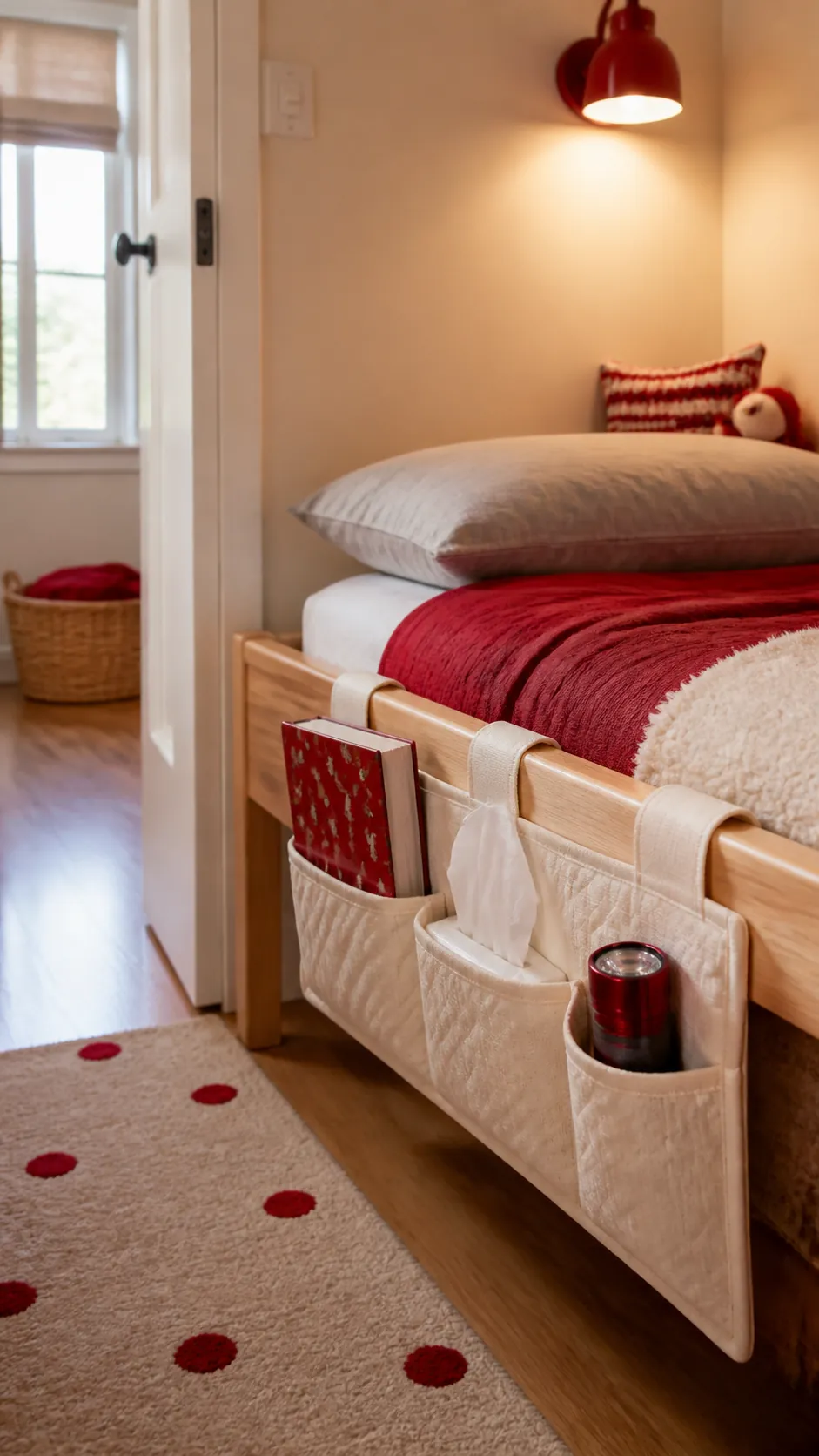 Build a Bedside Pocket Instead of a Table in a compact children room
