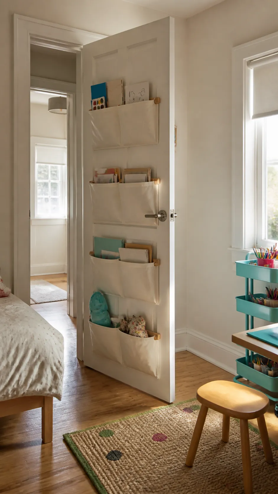 Use the Back of the Door Carefully in a compact children room