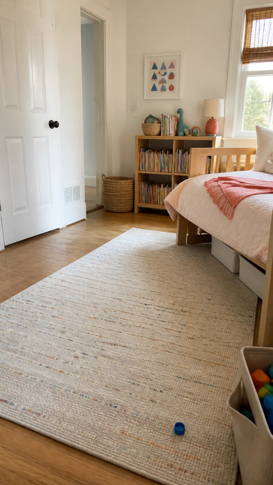 Choose a Washable Rug With a Quiet Pattern in a compact children room