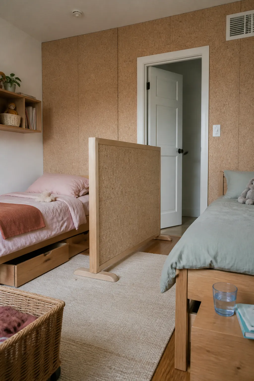 Use Soft Panels for Visual Privacy in a small shared children bedroom