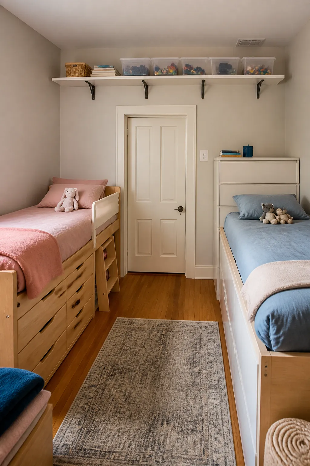 Secure a Shelf Above Adult Reach in a small shared children bedroom