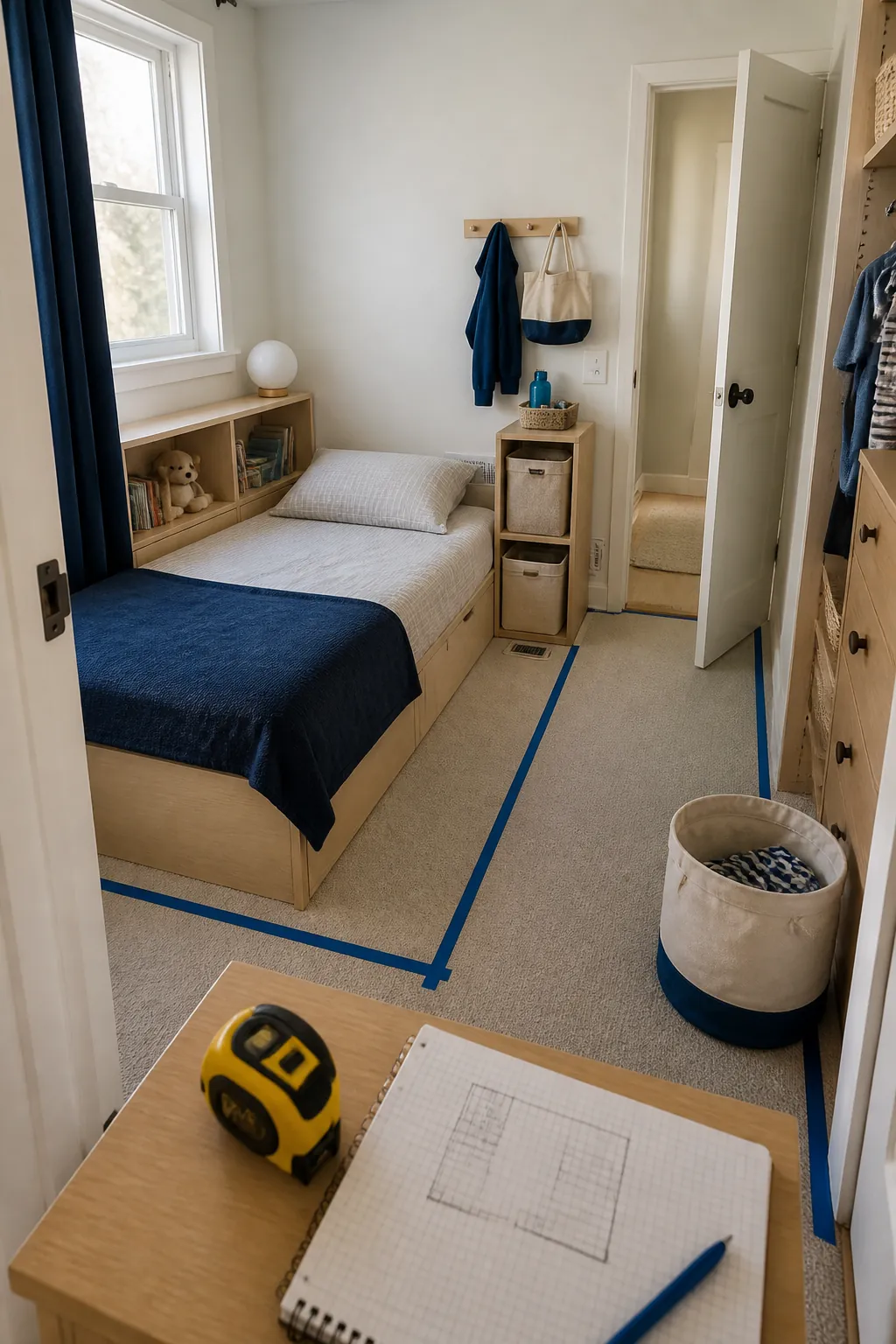 Start With a Tape-Measured Floor Plan in a practical small child bedroom