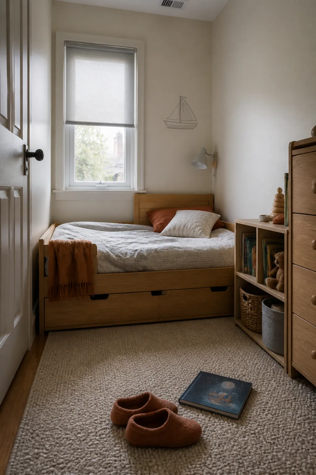Push the Bed Into a Useful Corner in a practical small child bedroom