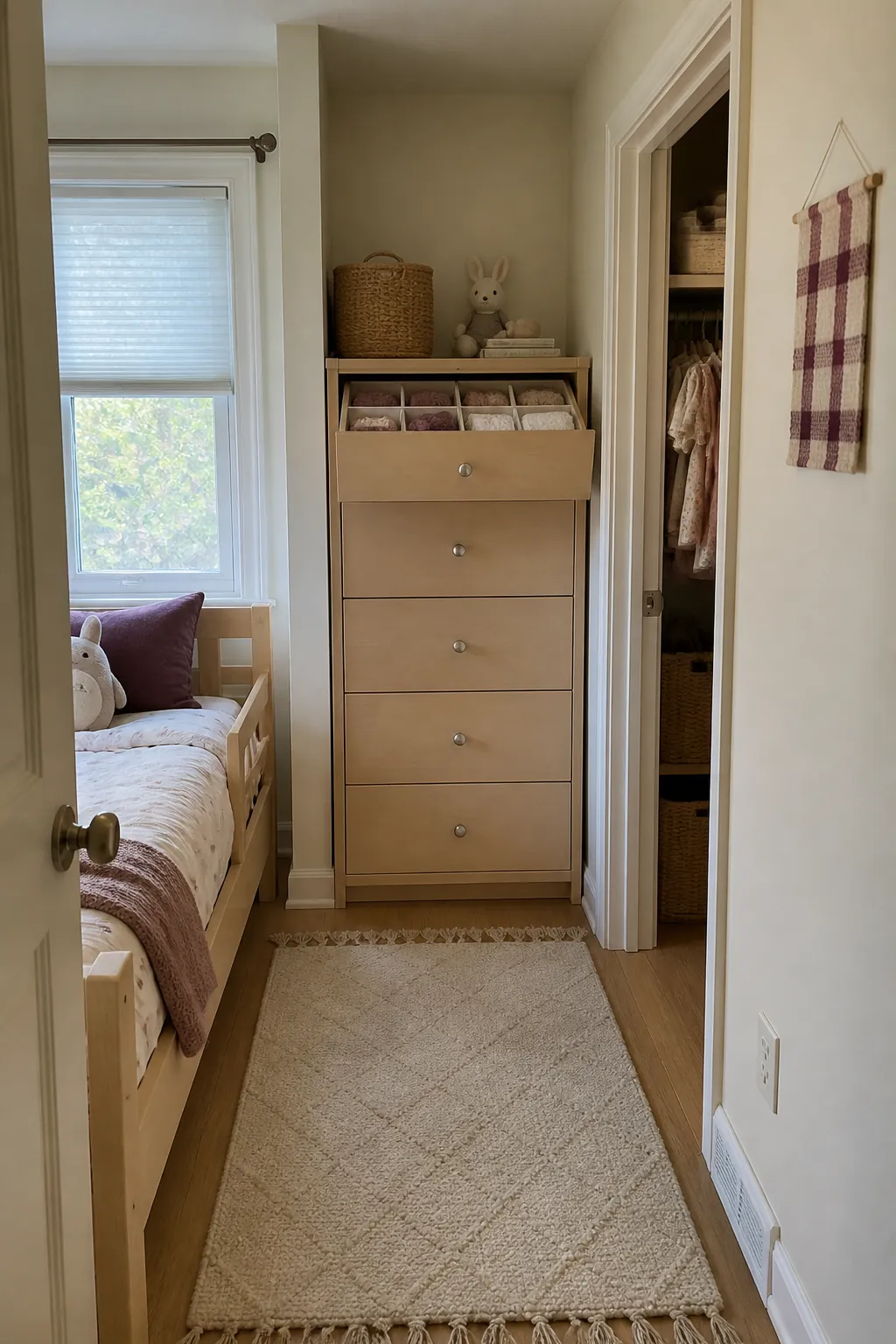 Swap a Wide Dresser for a Tall One in a practical small child bedroom