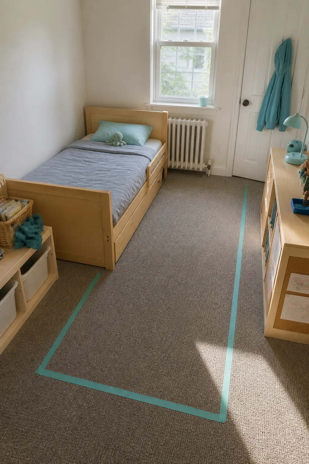 Leave Growth Room Beside the Bed in a practical small child bedroom