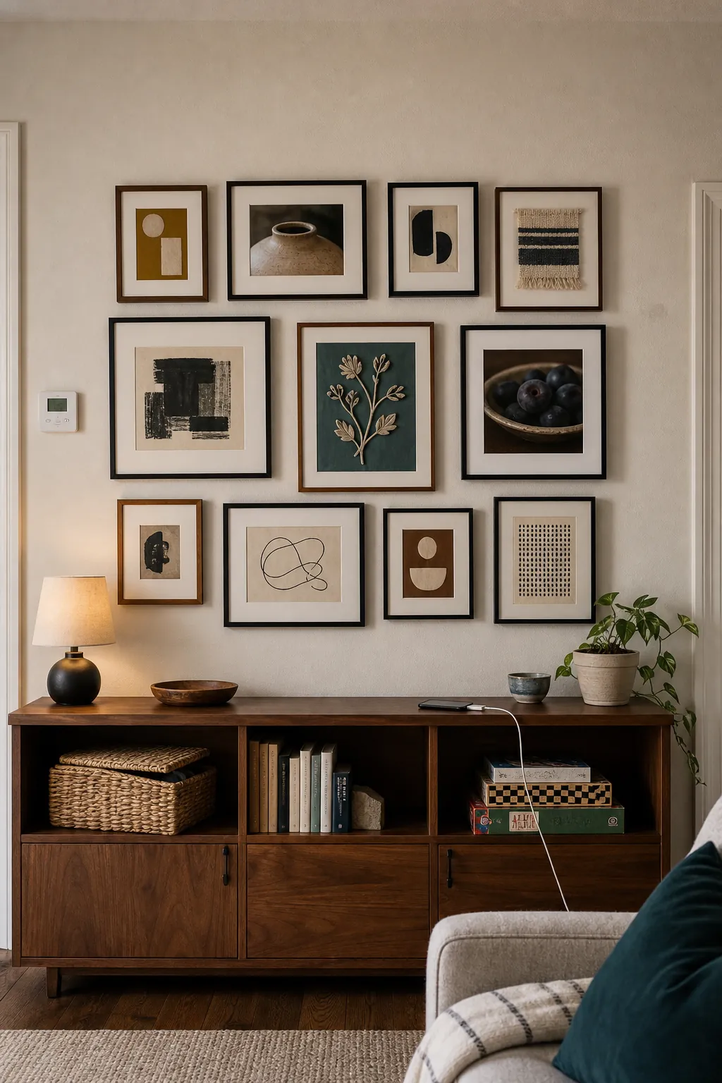 Organic picture frame cluster contained within an invisible rectangular boundary