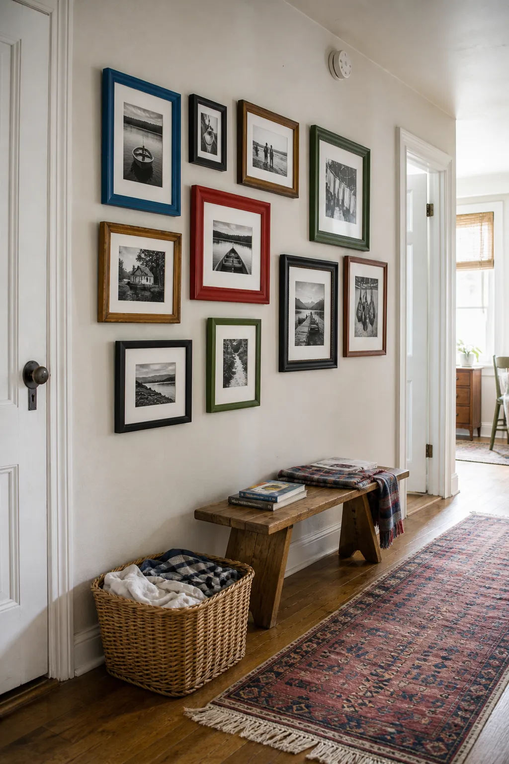 Colorful mixed frames holding cohesive black and white photographs
