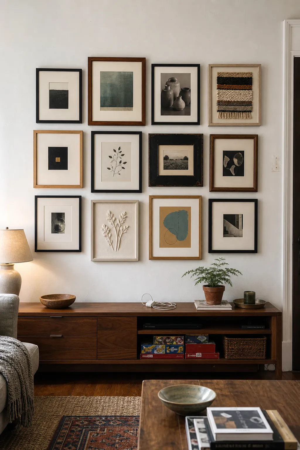 Mixed frame gallery contained within an invisible rectangle