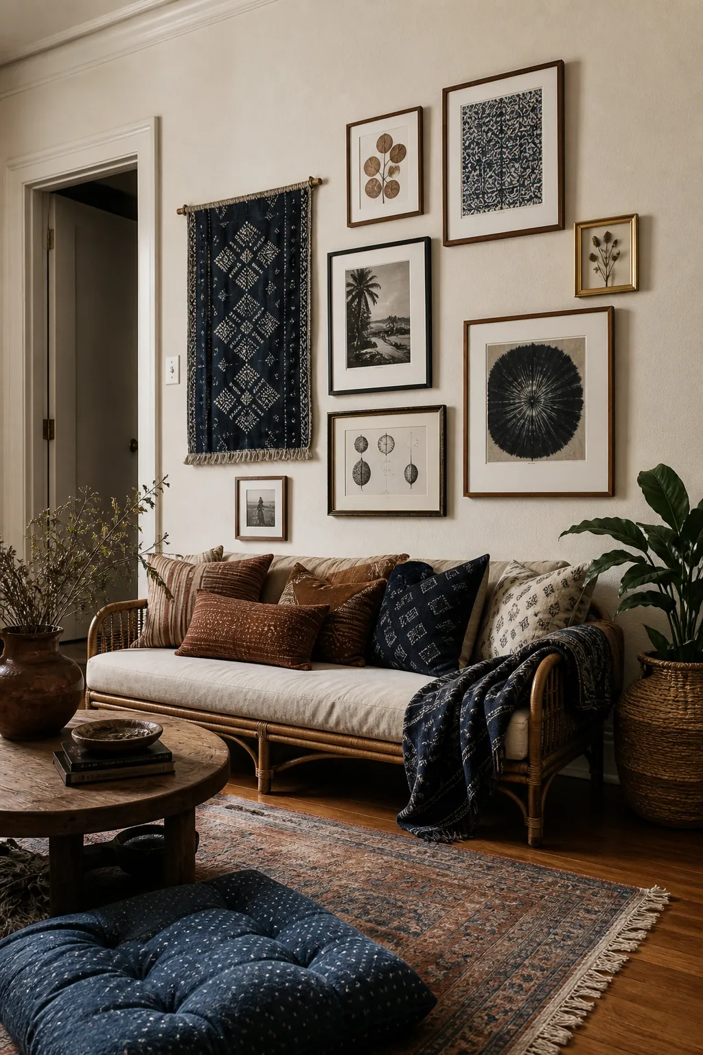 Layer a Boho Wall With Textile and Art in a real living room