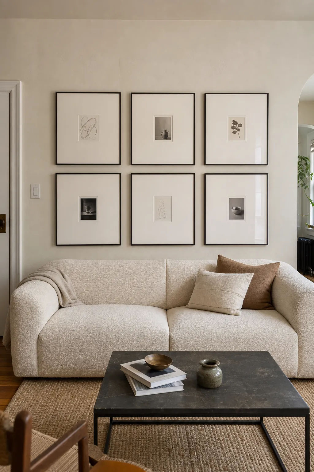 Choose Oversized Mats for a Quiet Neutral Room in a real living room