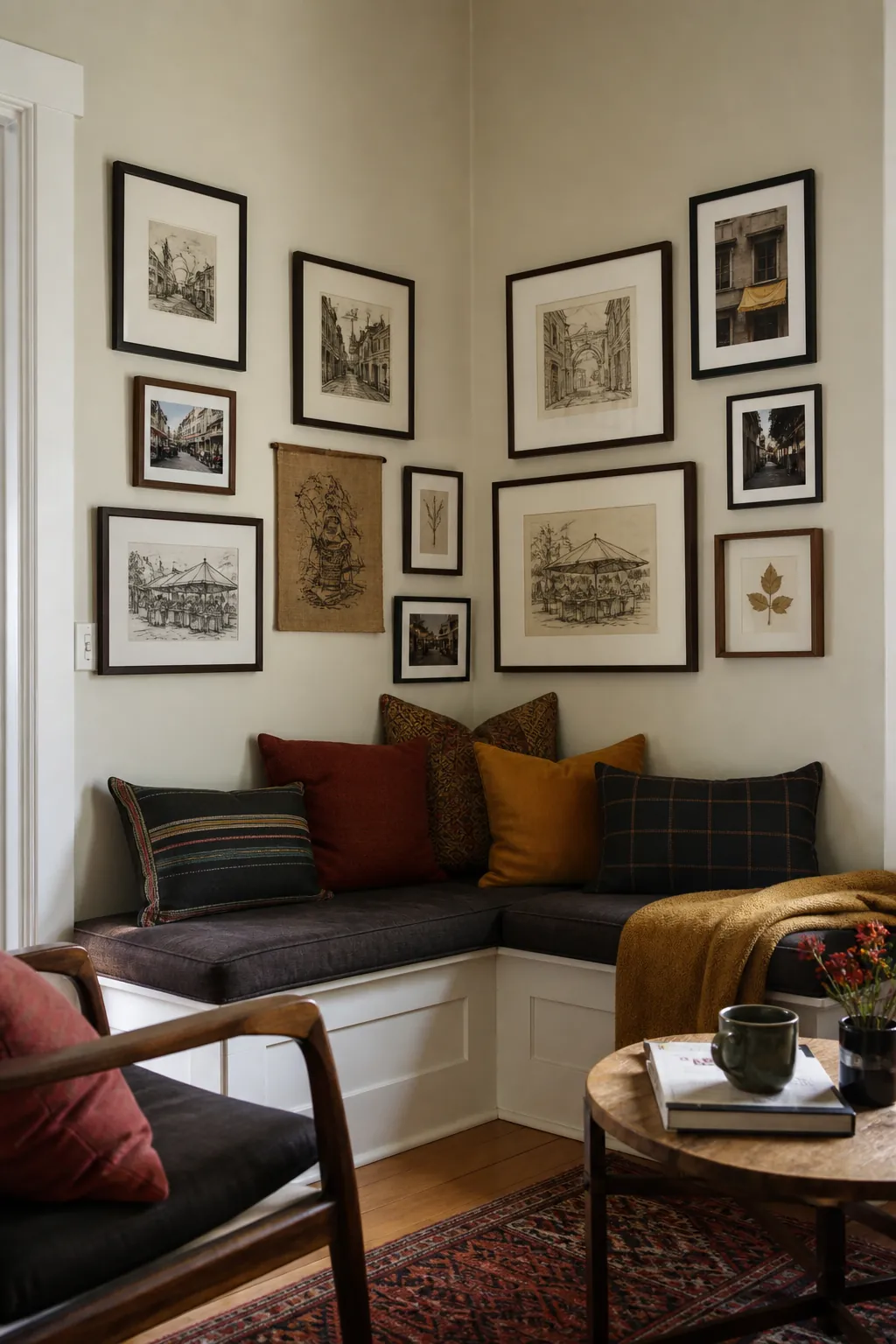 Wrap Art Around a Living Room Corner in a real living room