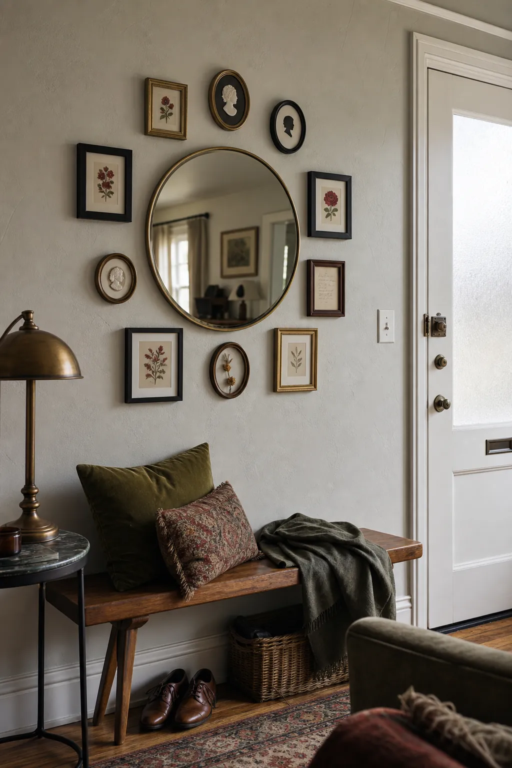 Orbit Small Frames Around a Round Mirror in a real living room