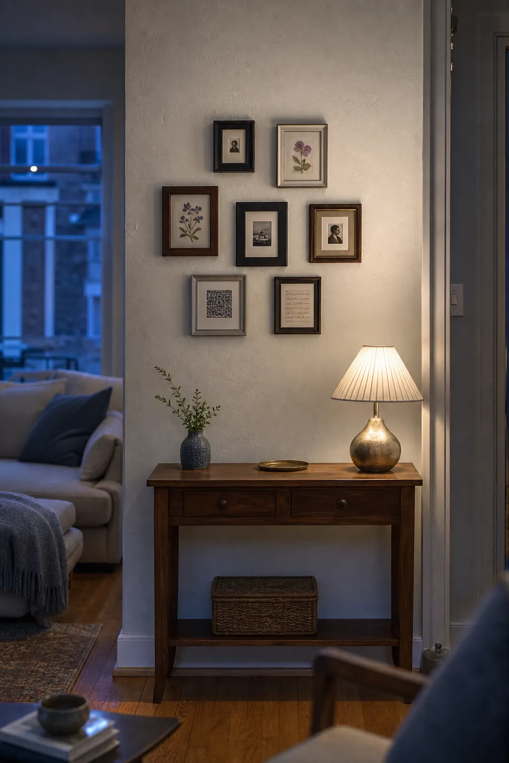 Mix Tiny Art With Generous Negative Space in a real living room