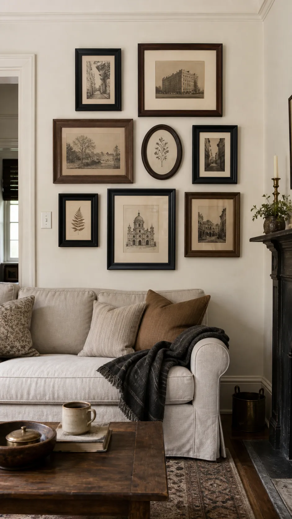 Mix Walnut and Black Frames for Quiet Contrast styled in a real home