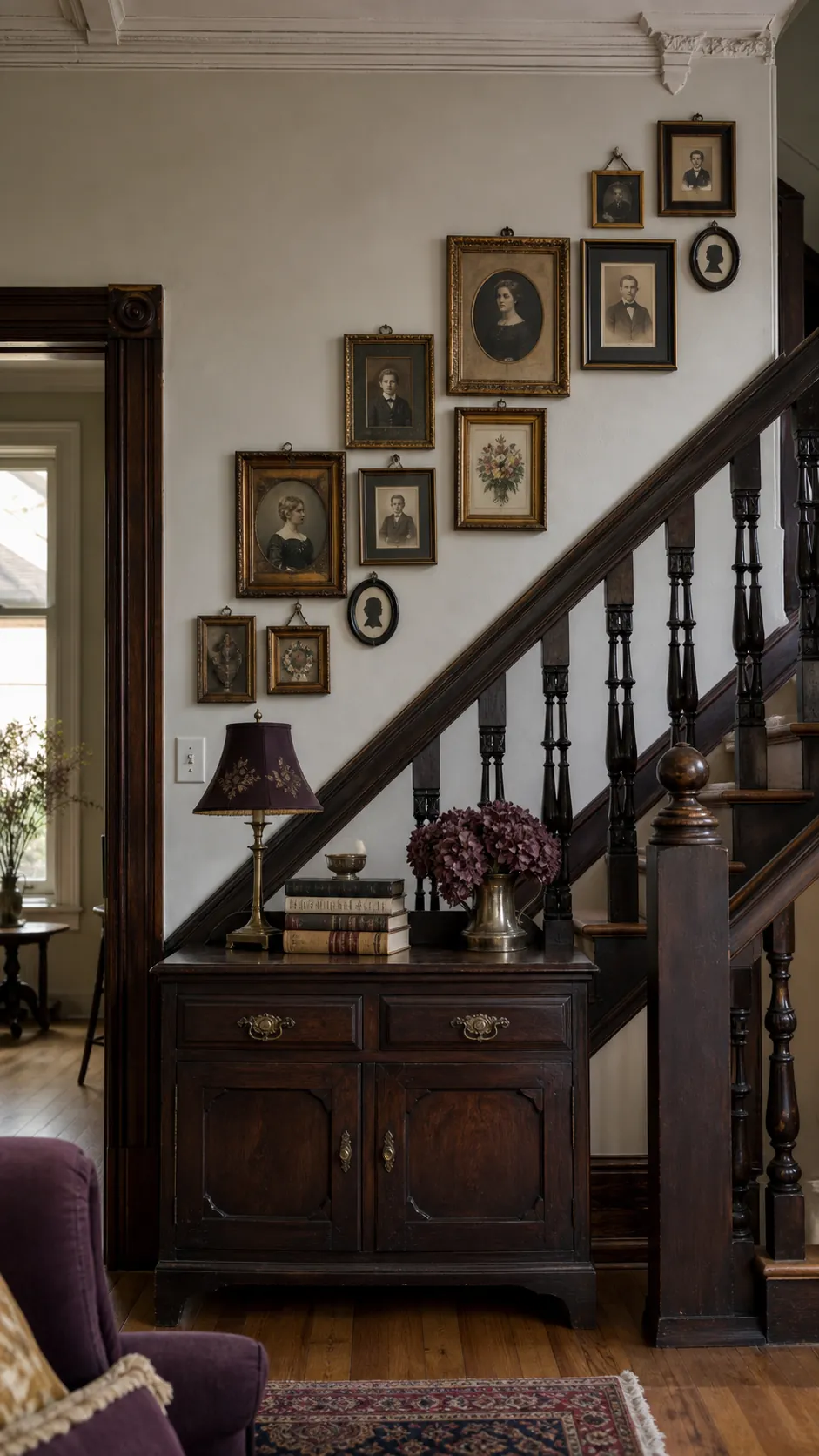 Create a Victorian Portrait Stair-Step styled in a real home