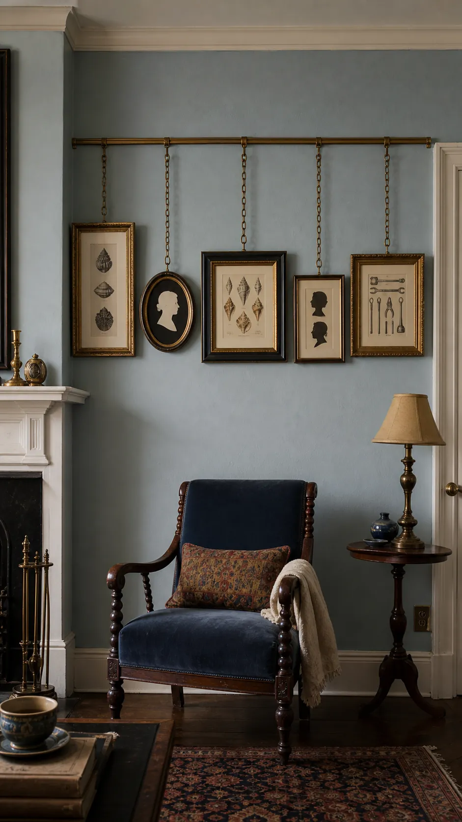 Hang Vintage Frames From a Picture Rail styled in a real home