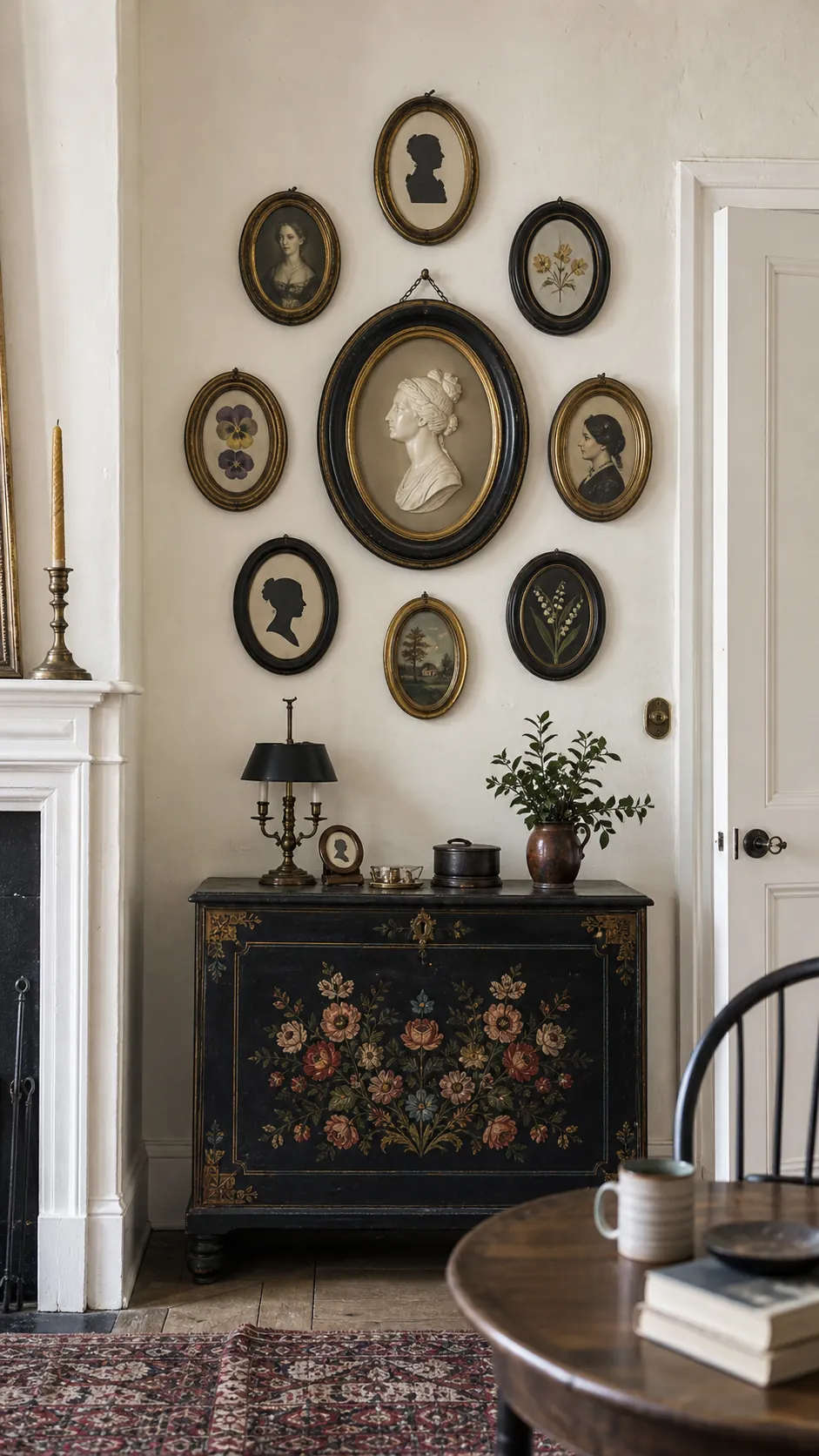 Arrange Oval Frames Around a Cameo styled in a real home