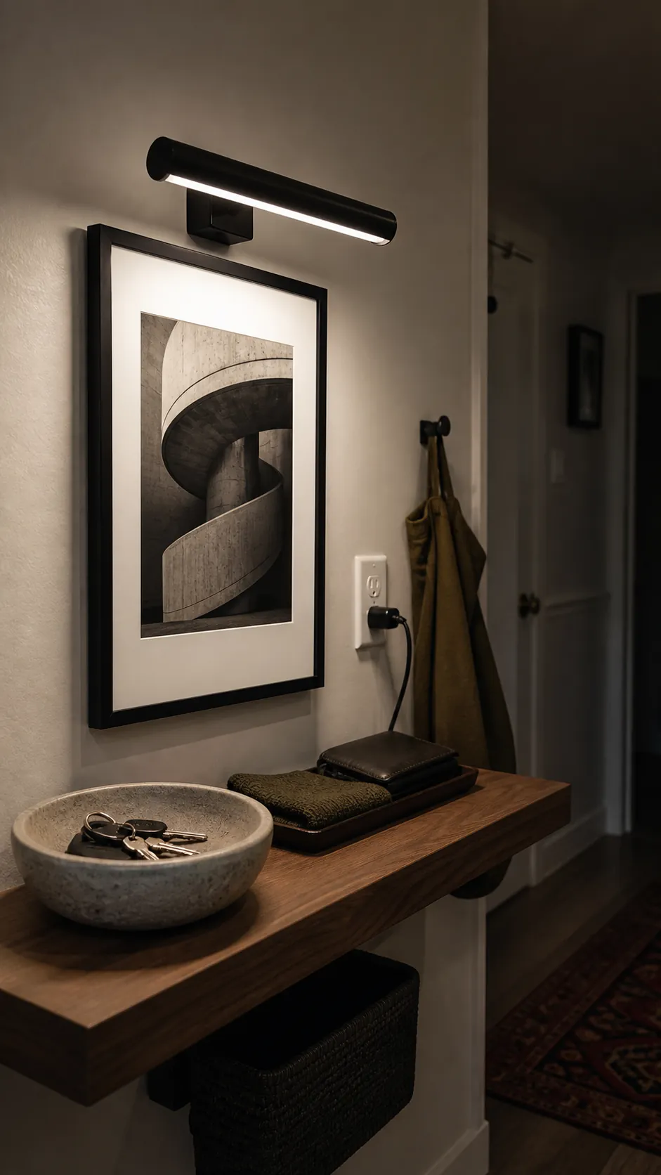 Give One Meaningful Print a Picture Light in a compact small home