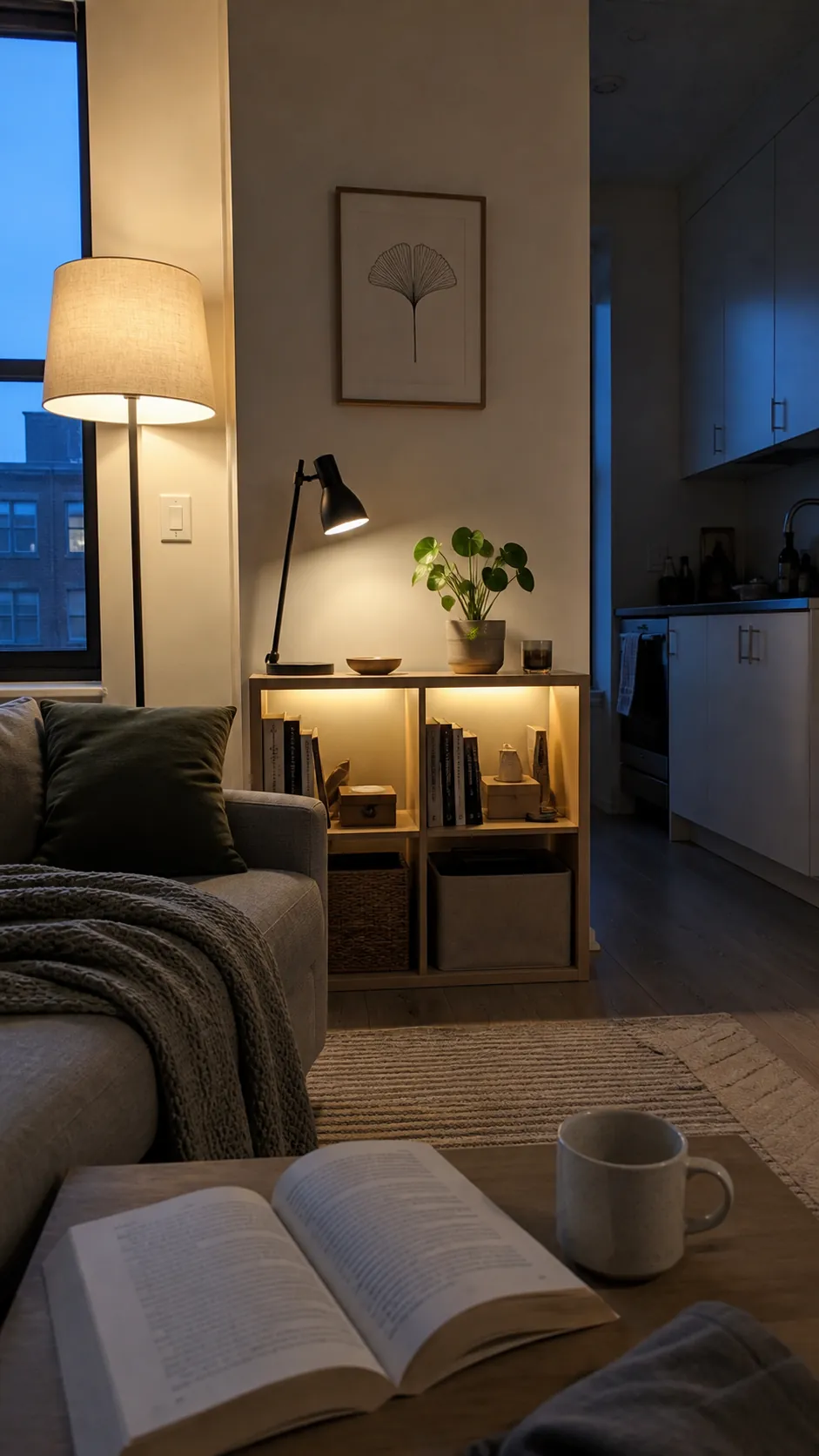 Layer Light at Different Heights in a calm compact home