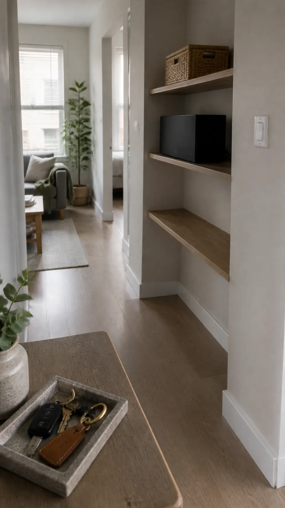 Reduce Visual Interruptions Along Sightlines in a calm compact home