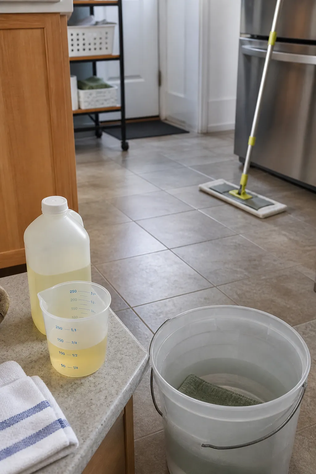 Measure Cleaner Instead of Pouring by Eye floor cleaning setup