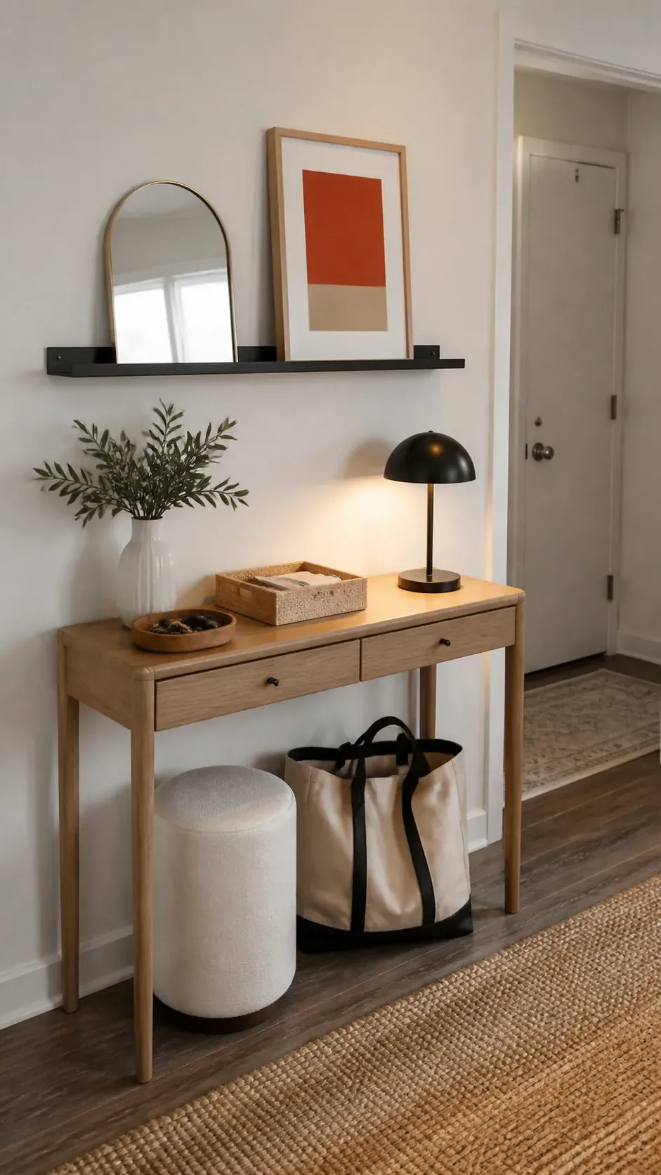renter friendly picture ledge entryway console styling