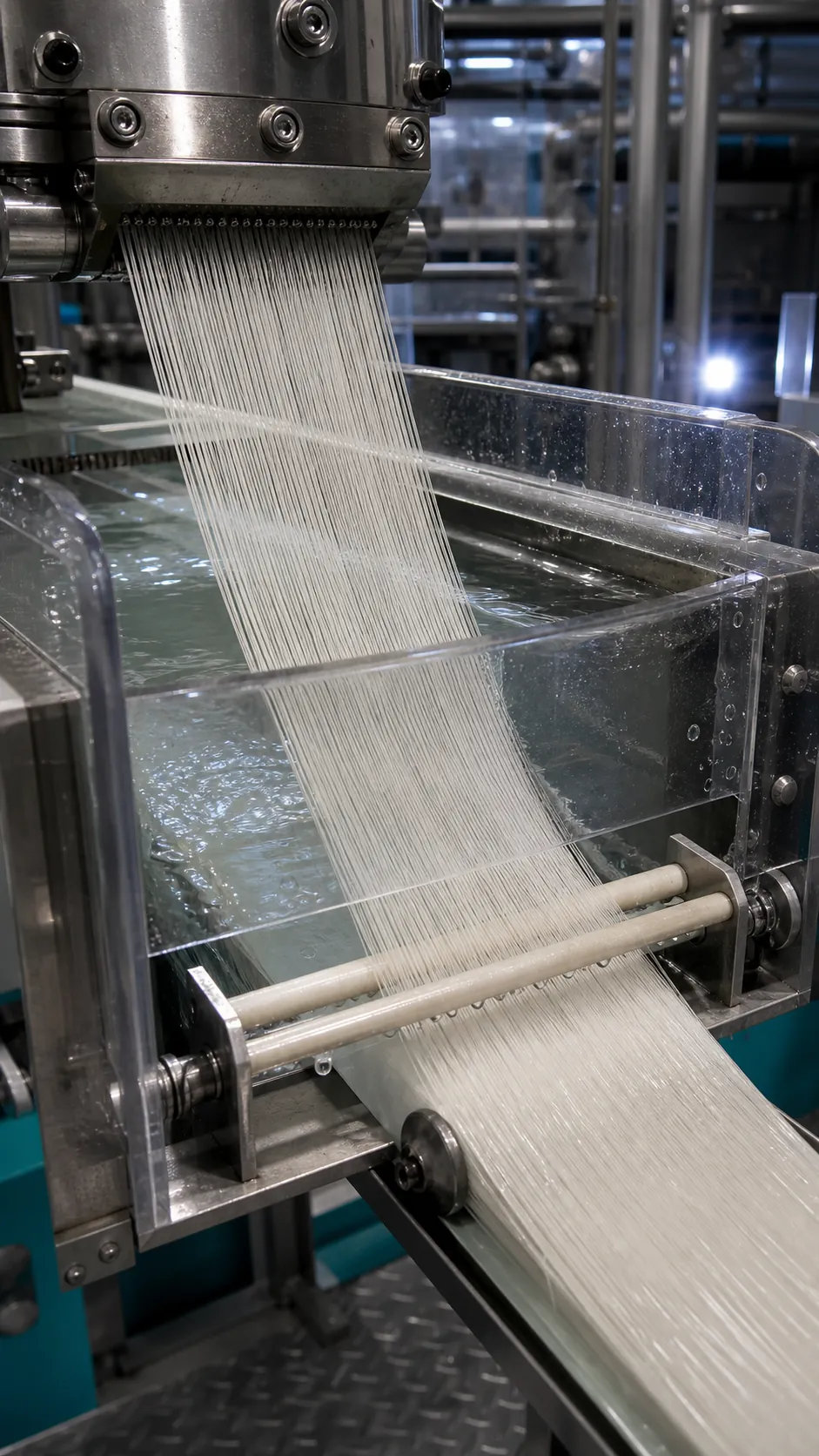 Fine regenerated cellulose filaments emerging from industrial spinnerets