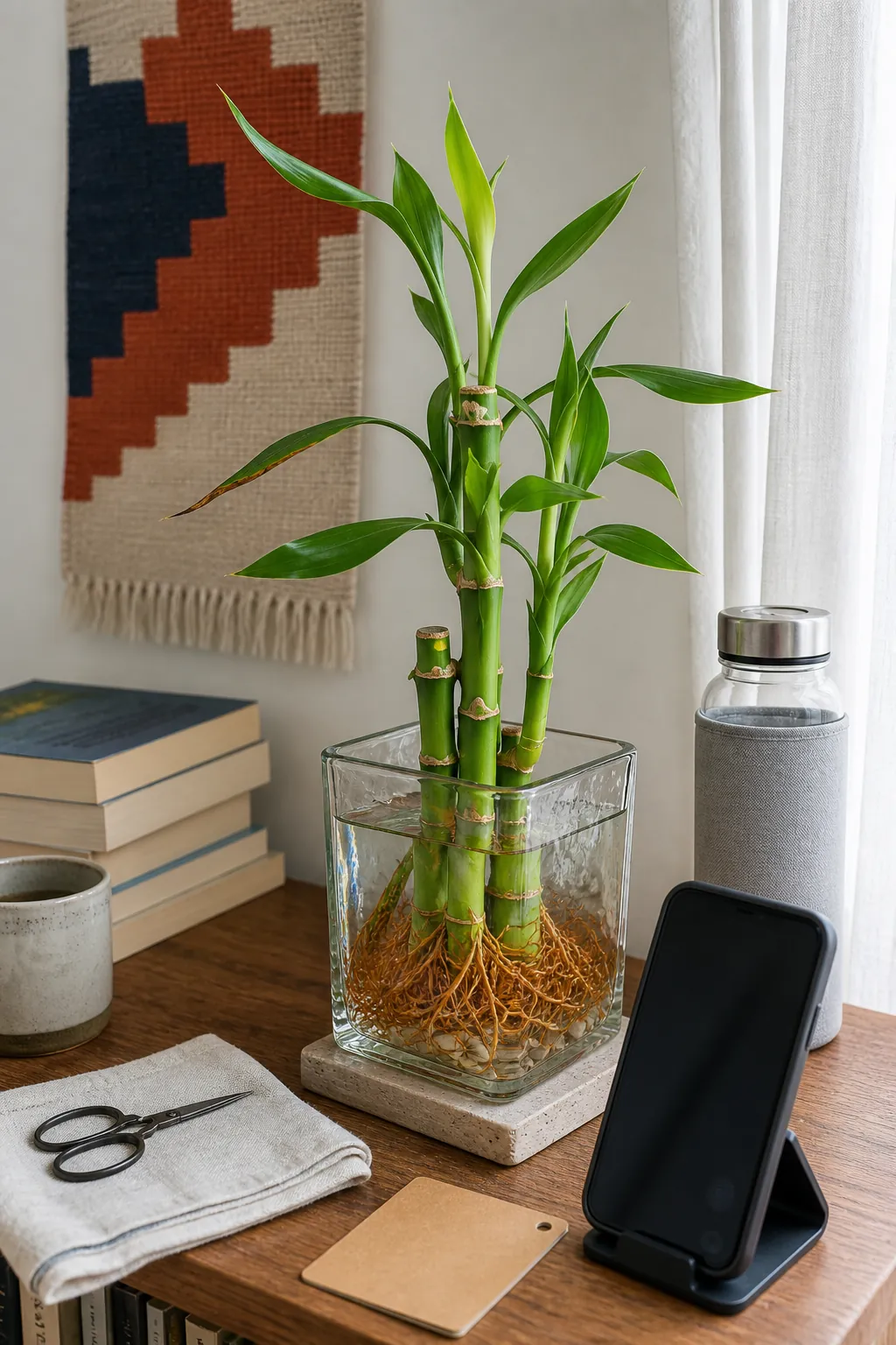 Fresh lucky bamboo growth after a stable care routine