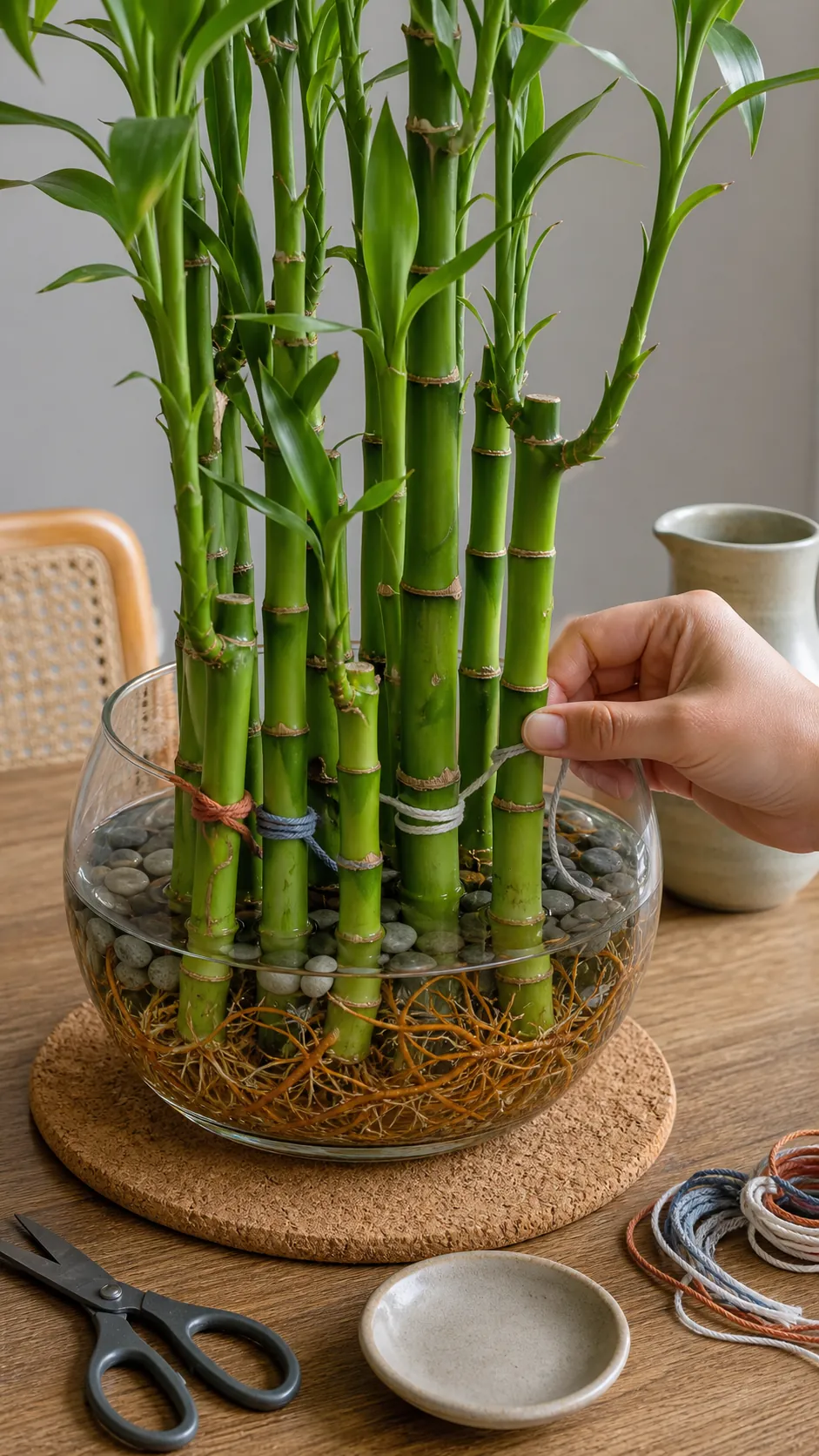 Counting lucky bamboo canes where they enter the root zone