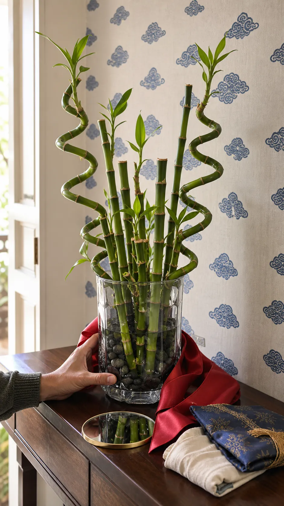 Tracing spiral and tiered lucky bamboo stalks for an accurate count